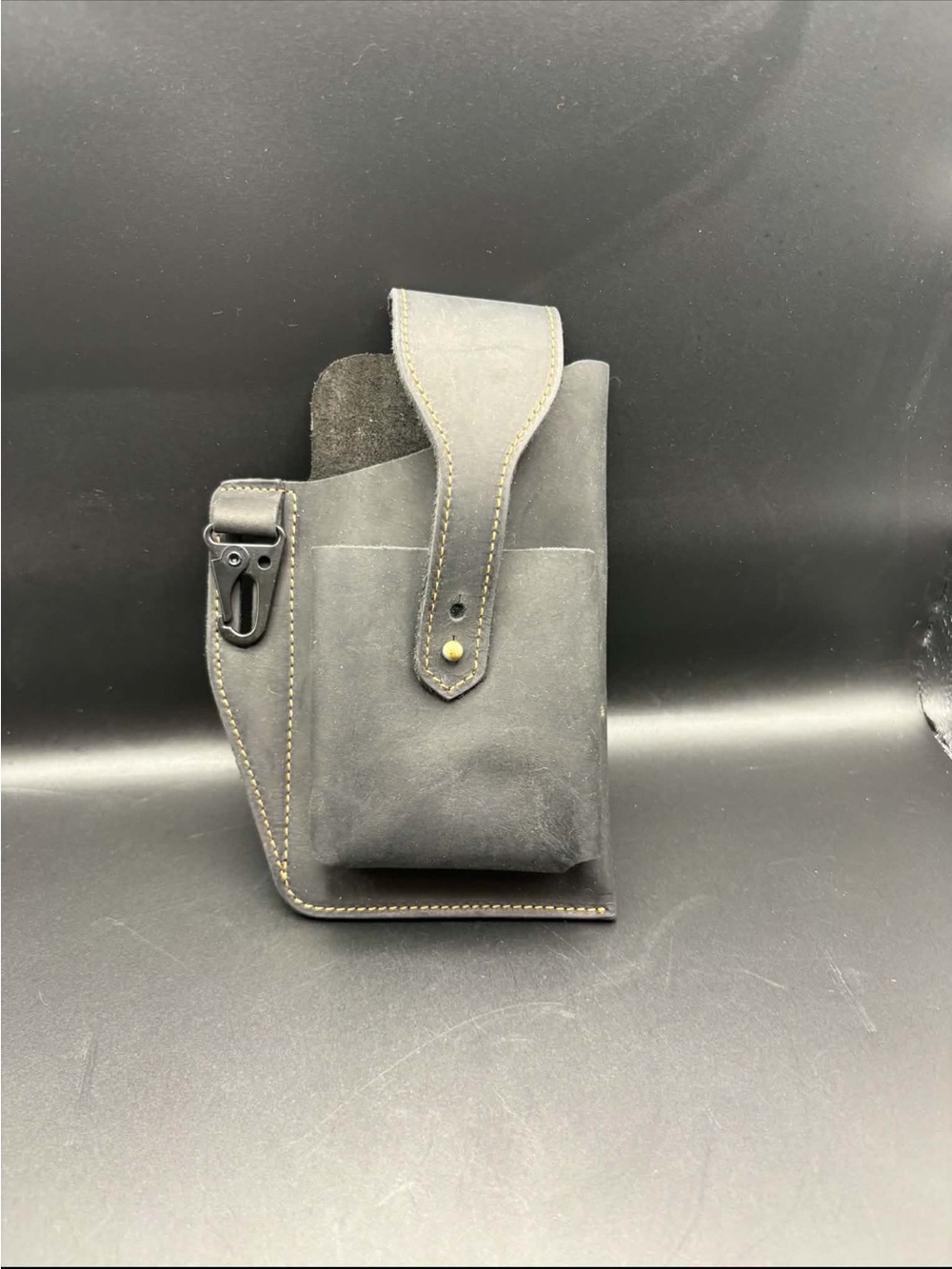 Black Men's Leather Belt Holster Pouch